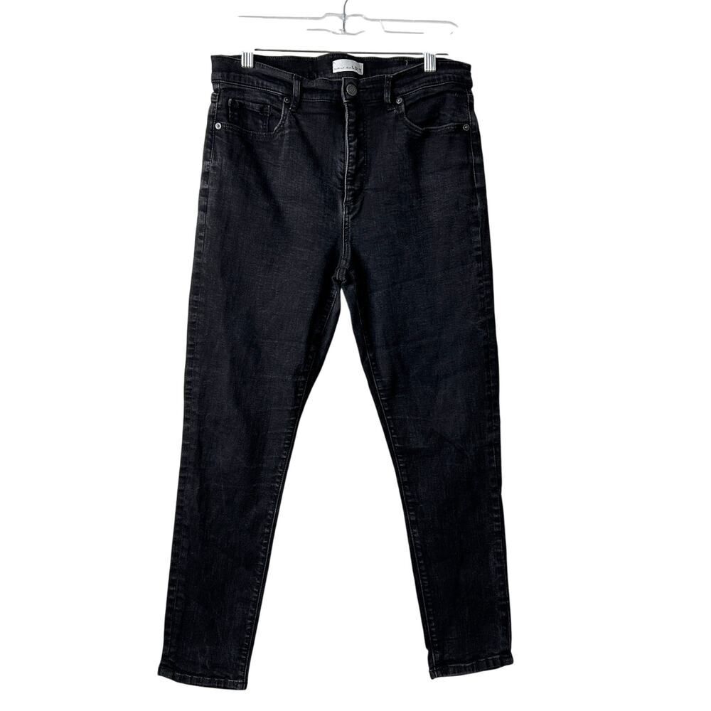 LOFT High Rise Skinny Crop Jeans Black Stretch Classic Denim Womens 31/12